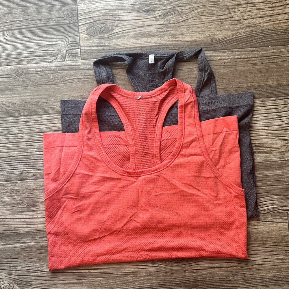 Lululemon Swiftly Women's Vibrant Red and Charcoal Tank Tops